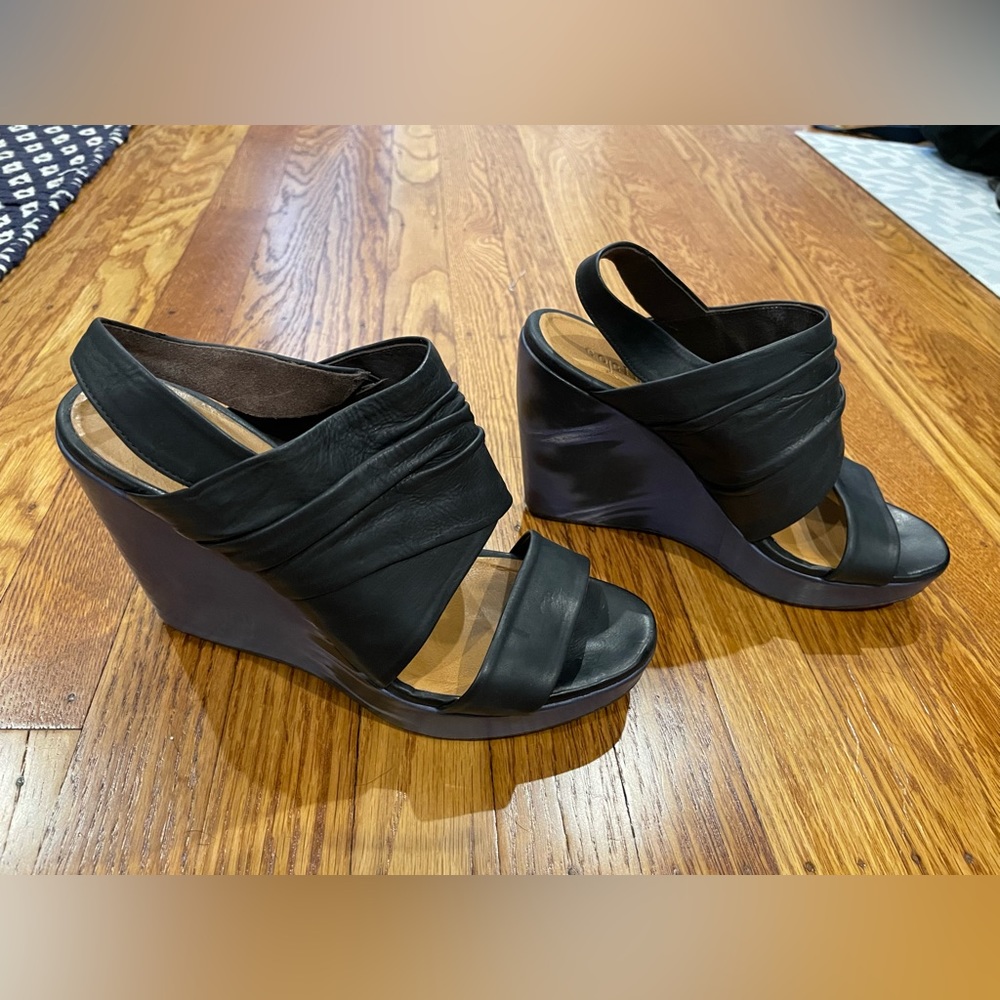 Coclico slingback wedge - blue and black shibori color